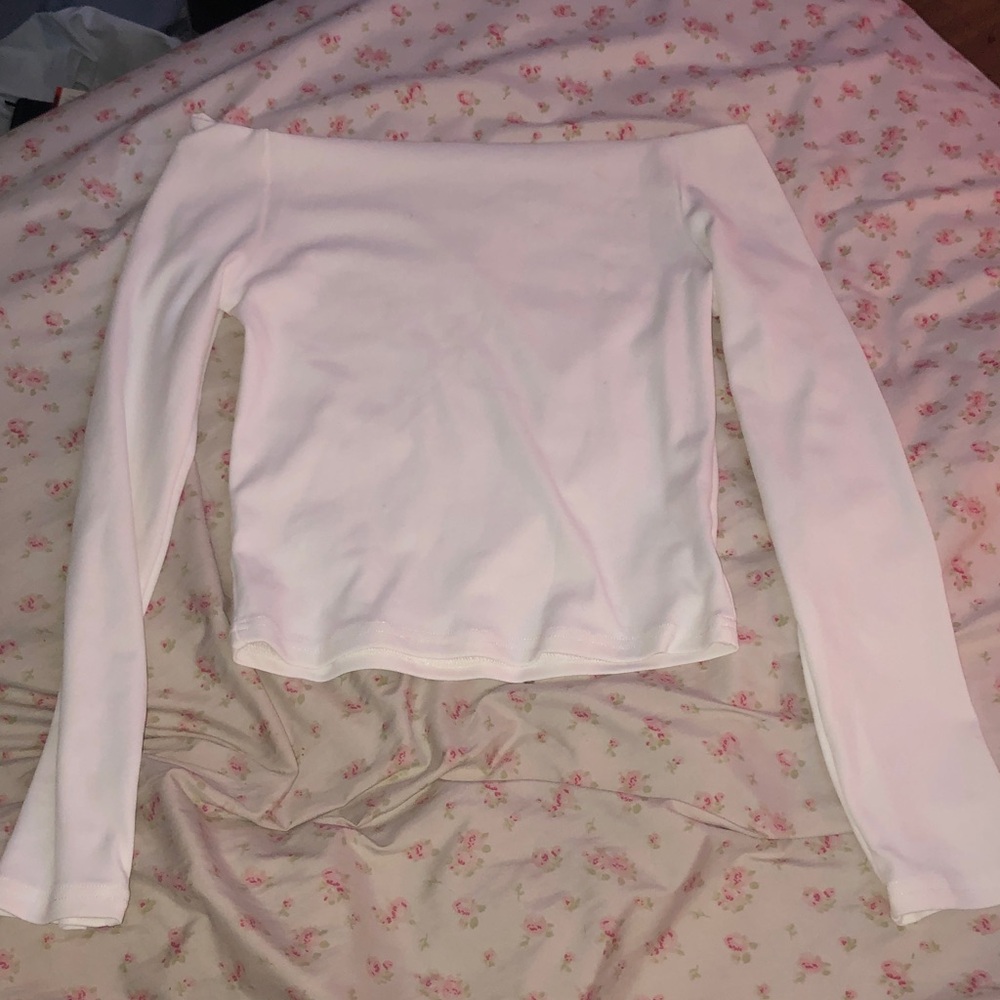 Off-the-Shoulder Long Sleeve Women's Top - White